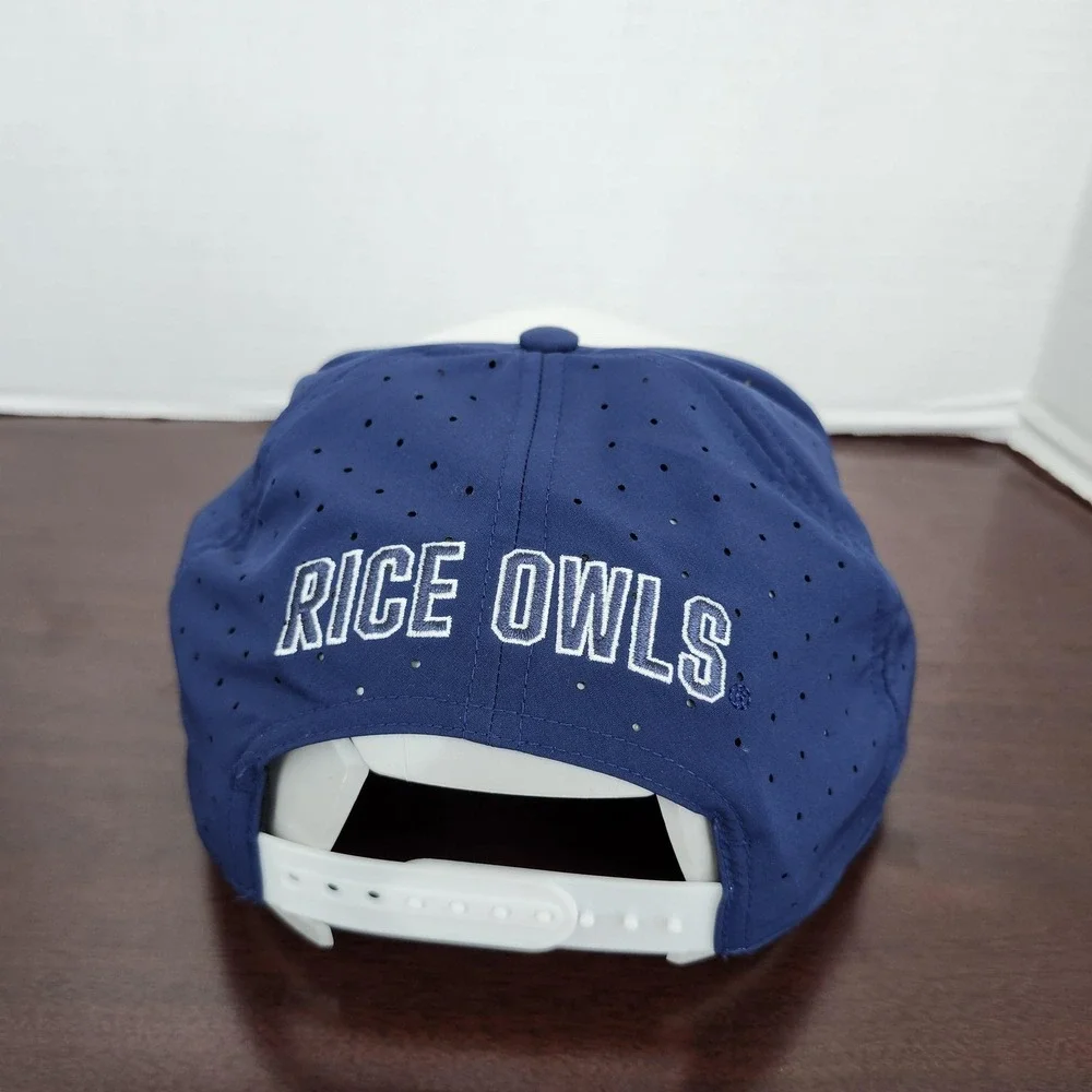 RICE OWLS ADIDAS MENS OSFM WHITE NAVY NCAA SNAPBACK HAT FLAT BRIM EUC